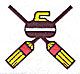 Embroidery Design: Curling stone with crossed brooms 2.19w X 2.00h