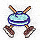 Embroidery Design: Curling stone with crossed brooms 1.19w X 1.13h
