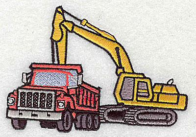 Embroidery Design: Truck with excavator 3.63w X 2.50h