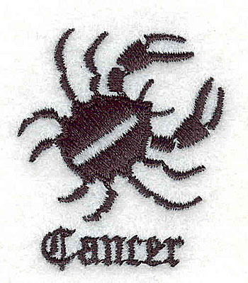 Embroidery Design: Cancer 1.38w X 1.63h