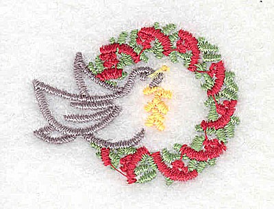 Embroidery Design: Christmas wreath with dove 1.50w X 1.19h