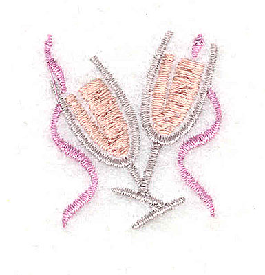 Embroidery Design: Champagne glasses 1.25w X 1.44h