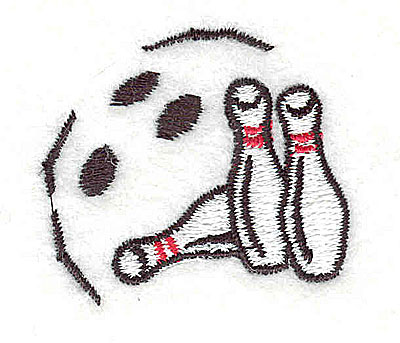 Embroidery Design: Bowling ball and pins 1.50w X 1.31h