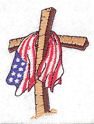 Embroidery Design: Cross with U.S. flag 1.94w X 2.69h