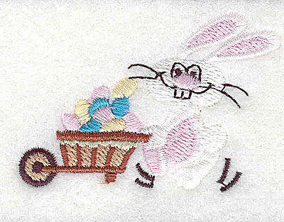 Embroidery Design: Easter bunny with wheelbarrow 2.44w X 1.69h