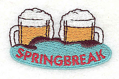 Embroidery Design: Spring Break beer mugs 2.00w X 1.13h
