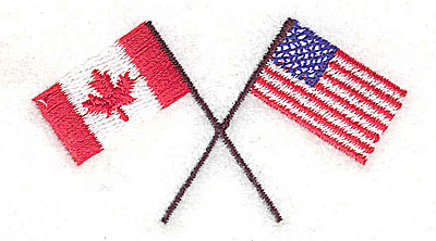 Embroidery Design: Crossed flags U.S.A and Canada 2.50w X 1.31h