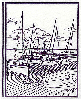 Embroidery Design: Sailboats   6.38w X 7.94h