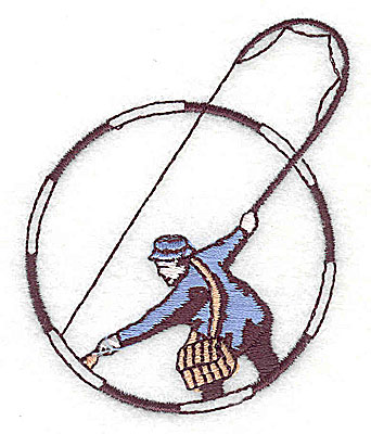 Embroidery Design: Fly fisherman colored 2.19w X 2.75h