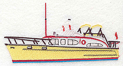 Embroidery Design: Yacht 5.19w X 2.69h