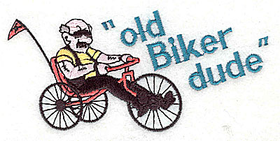 Embroidery Design: Old Biker Dude 4.44w X 2.06h