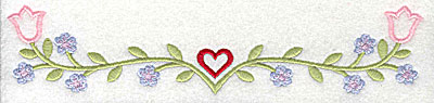 Embroidery Design: Heart and flowers 8.00w X 2.75h