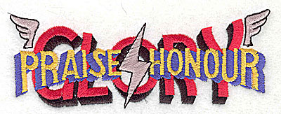 Embroidery Design: Glory Praise Honor 4.62w X 1.75h