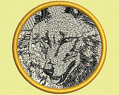 Embroidery Design: Wolf in Circle 2.35w X 2.38h
