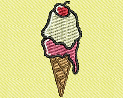 Embroidery Design: Ice Cream with Cherry 0.75w X 1.75h