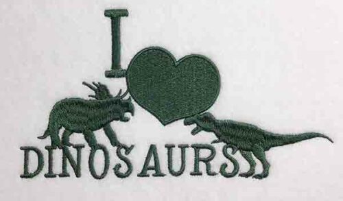 Embroidery Design: I Love Dinosaurs Lg 8.13w X 4.54h