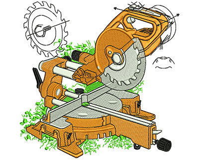 Embroidery Design: Miter Saw lg5.22 in x 5.32 in