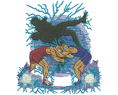 Embroidery Design: Wrestling Silhouette Lg 4.15w X 4.54h