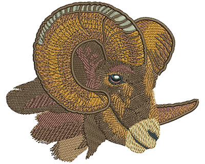 Embroidery Design: Ram Head Side View Lg 4.49w X 3.76h