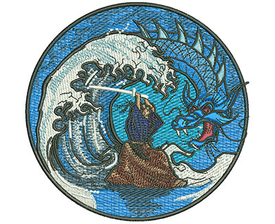 Embroidery Design: Samurai Dragon Lg 4.61w X 4.53h