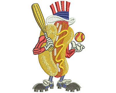 Embroidery Design: Baseball Hotdog Lg 2.32w X 3.98h