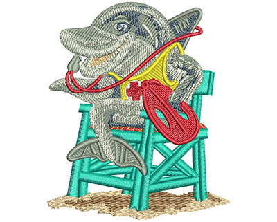 Embroidery Design: Dolphin Lifeguard Lg 3.35w X 4.00h