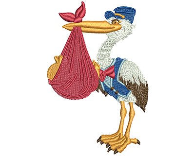 Embroidery Design: Standing Stork Lg 2.64w X 4.01h