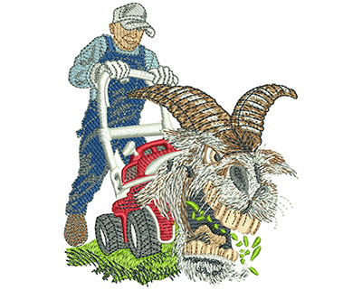 Embroidery Design: Goat Mower Lg 3.32w X 4.04h