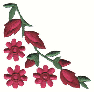 Embroidery Design: Stylized Flowers in a Corner3.48" x 3.39"