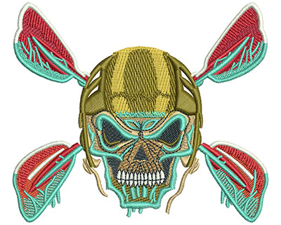 Embroidery Design: Kayak Skull Lg 4.02w X 3.48h