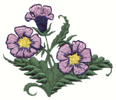 Embroidery Design: Violet Flowers3.01" x 2.51"