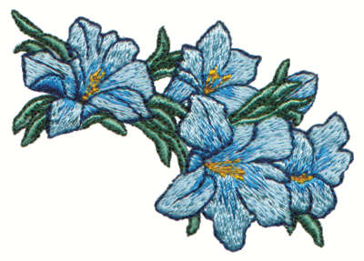 Embroidery Design: Blue Flowers3.00" x 2.02"