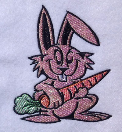 Embroidery Design: Bunny With Carrot Mylar 4.19w X 5.05h