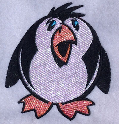 Embroidery Design: Cartoon Penguin Mylar 4.52w X 5.05h