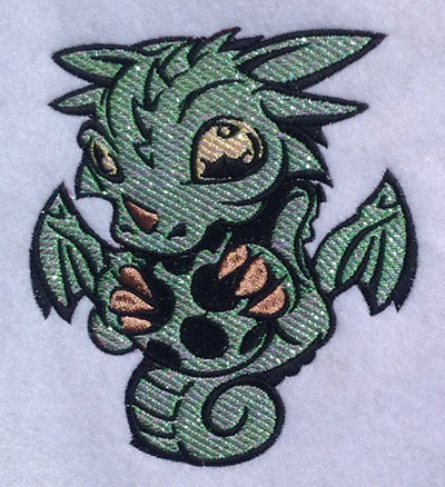 Embroidery Design: Cartoon Dragon Mylar 4.58w X 5.05h
