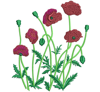 Embroidery Design: Red Flowers Lg 4.18w X 5.02h