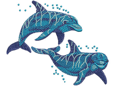 Embroidery Design: Dolphins Swimming Lg 4.45w X 3.78h