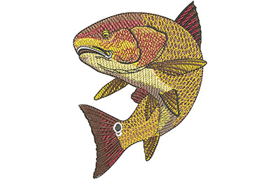 Embroidery Design: Redfish Swim Lg 3.35w X 4.49h