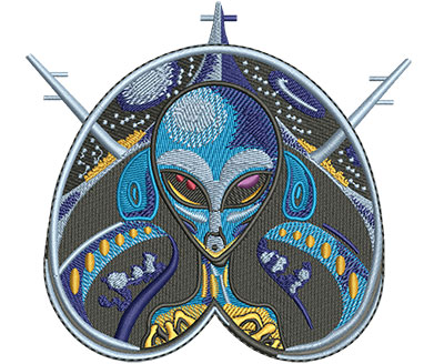 Embroidery Design: Alien Pilot Lg 4.74w X 4.45h