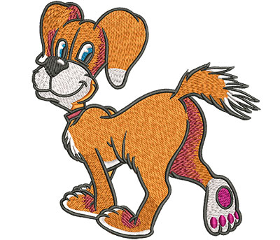 Embroidery Design: Cartoon Dog Walking Lg 4.52w X 4.71h