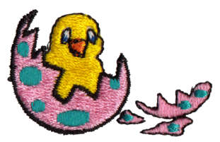 Embroidery Design: Easter Egg Chick1.75" x 1.12"