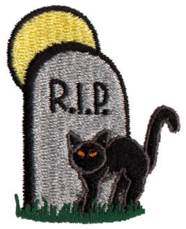 Embroidery Design: Black Cat Tombstone1.54" x 1.91"