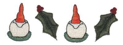 Embroidery Design: Snowman Head and Holly3.99" x 1.38"