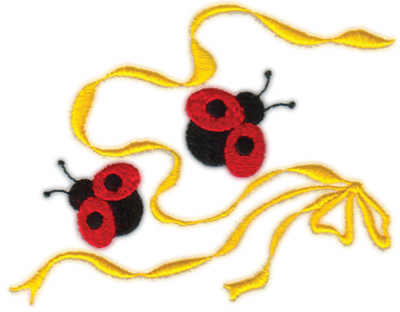 Embroidery Design: Country Bow N' Ladybugs5.00" x 3.76"