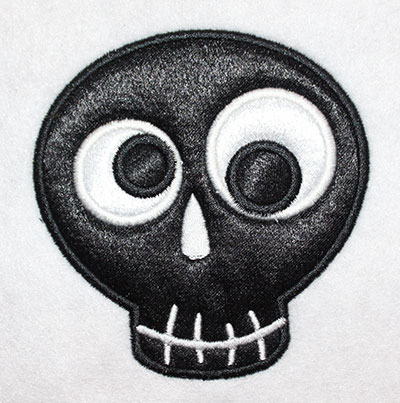Embroidery Design: Halloween Skull Applique 3.39w X 3.53h