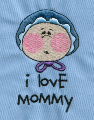 Embroidery Design: I Love Mommy 32.26" x 3.63"