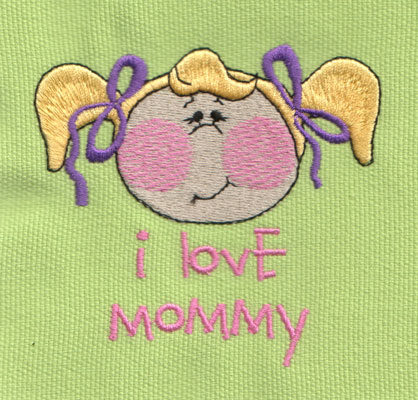 Embroidery Design: I Love Mommy 43.45" x 3.20"