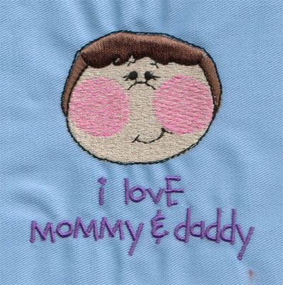 Embroidery Design: I Love Mommy and Daddy 23.04" x 3.09"