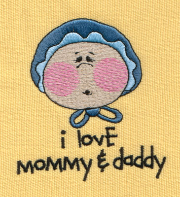 Embroidery Design: I Love Mommy and Daddy 33.04" x 3.34"