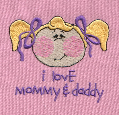Embroidery Design: I Love Mommy and Daddy 43.45" x 2.98"